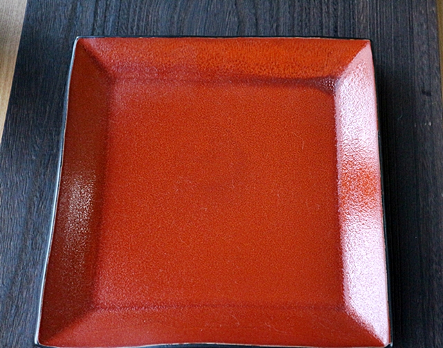 大皿　角皿　赤い　宗山窯　陶器