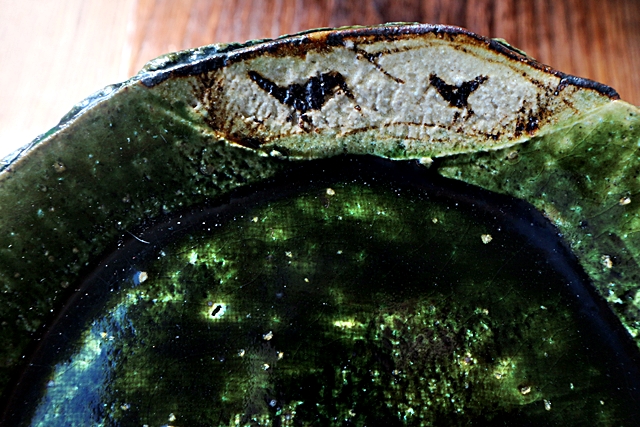 棚橋淳　中皿　織部　織部鉄絵６寸皿