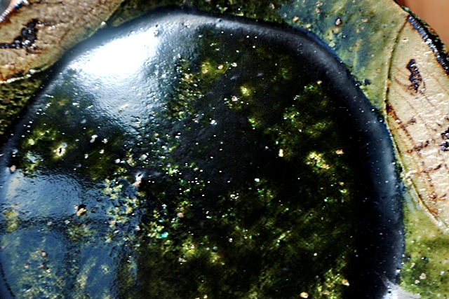 棚橋淳　中皿　織部　織部鉄絵６寸皿