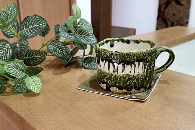 榛澤宏　織部　スープカップ