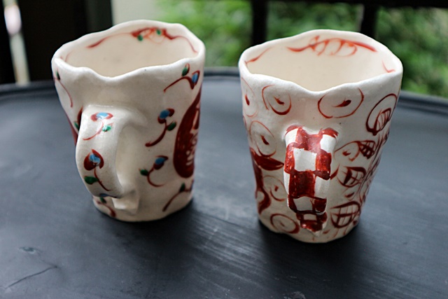 榛澤　宏　　マグカップ　　赤絵　　陶器